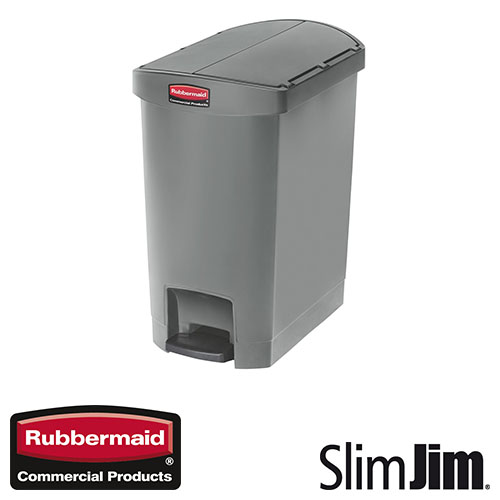 Afvalbak Slim Jim End Step On container Rubbermaid 30 liter grijs